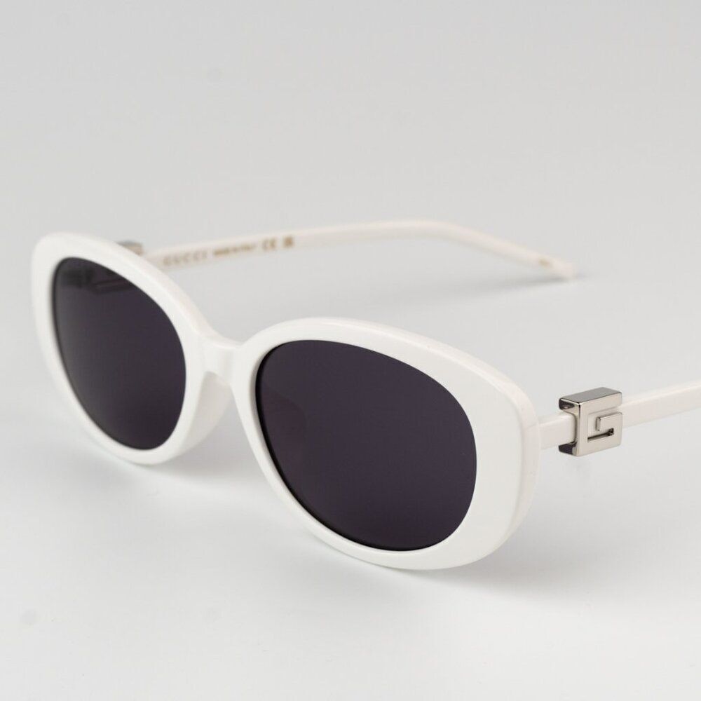 NEW Gucci GG1684SA 006 White Grey Unisex Oval Sunglasses GG 1684SA - Picture 5 of 10